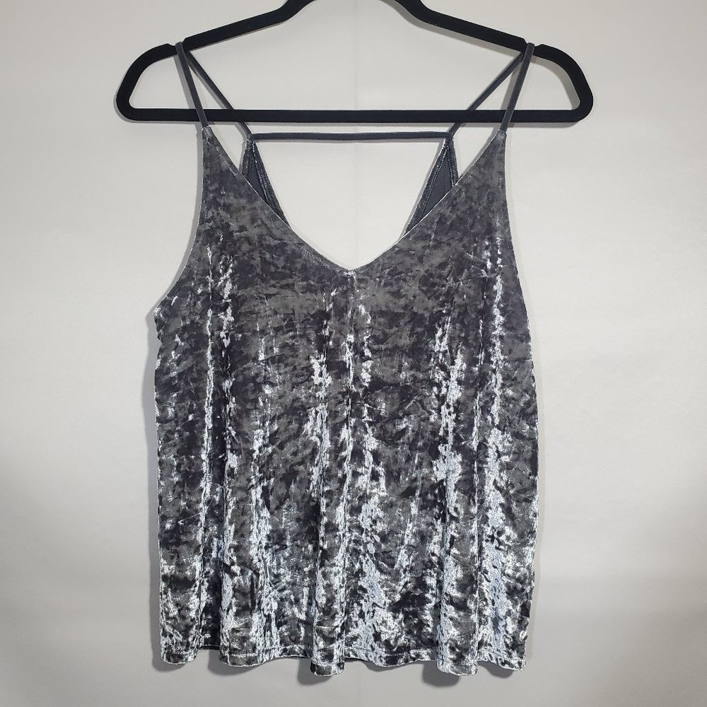 American eagle velvet tank in gray/silver velvet